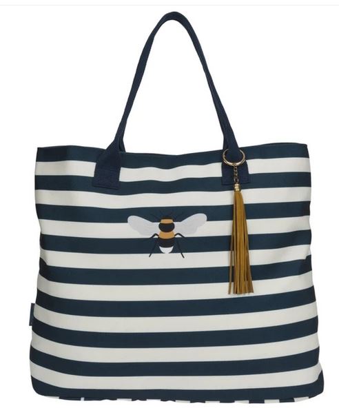 Stripped Canvas Tote, Bee
