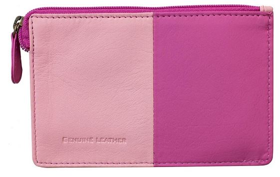 Credit Card Coin Wallet, Pink and Light Pink, Leather