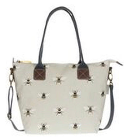 Bee Mini Oilcloth Oundle Crossbody/Tote,  Beige