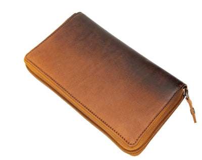 Zip Around Leather Wallet, Brown