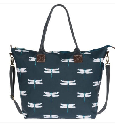 Dragonfly Oilcloth Oundle Crossbody/Tote, Teal