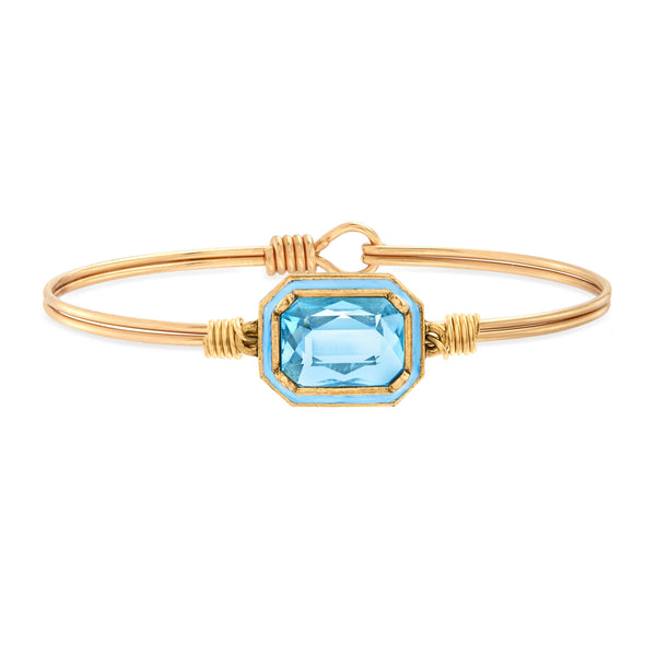 Dylan Bangle Bracelet: Aquamarine Crystal & Gold