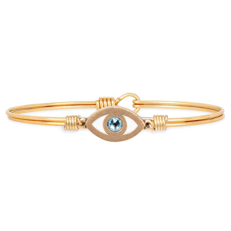 Evil Eye Bangle, Oval with Center Stone, Gold