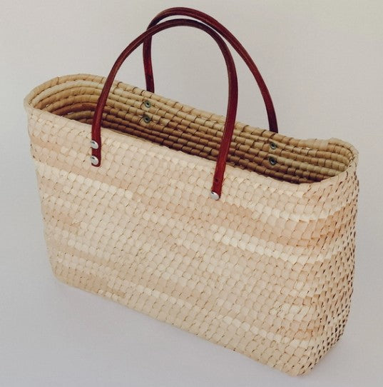 Juniper Straw Tote with Leather Handles