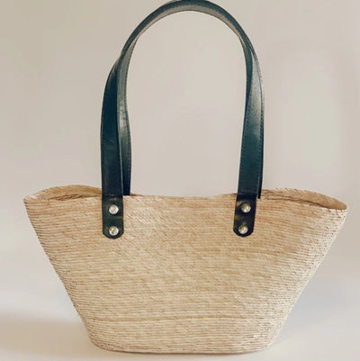 Jude Straw Tote with Leather Handles