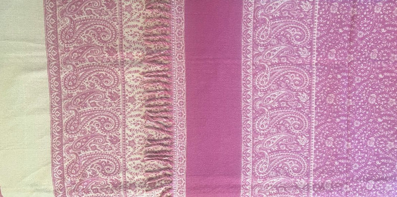 Tibetan Wrap C: Pink and Ivory. Reversible